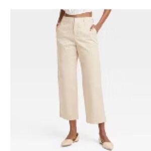 Women's High-Rise Straight Ankle Chino Pants - A New Day Tan 8 NWT
